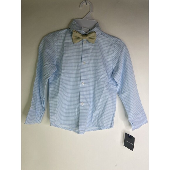 Van Heusen Boys Size 5 Striped Long Sleeve Button Front Dress Shirt Bow Tie Set - Picture 1 of 8
